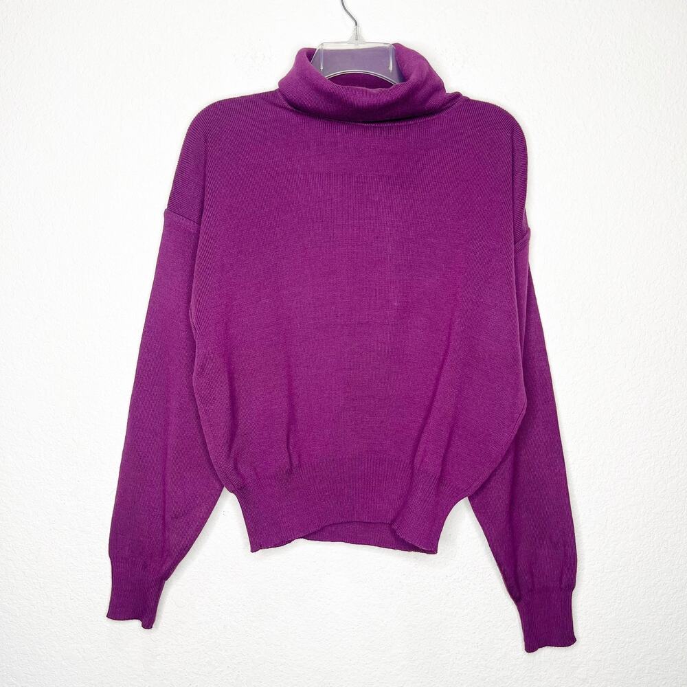Vintage Obermeyer Ski Wool Blend Turtleneck Plum Sweater 80s Winter Apres Cozy